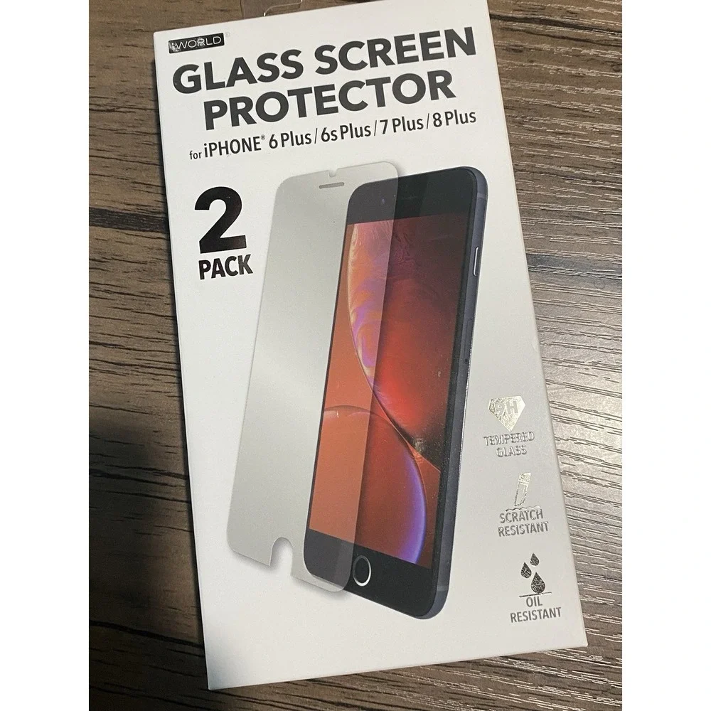 iWorld Tempered Glass Screen Protector 2 Pack for iPhone 6/7/8 Plus